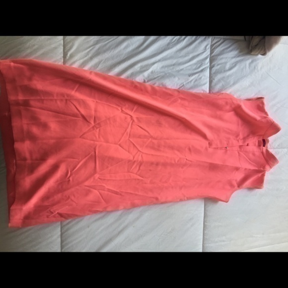 Tahari fluorescent pink sleeveless dress w strap